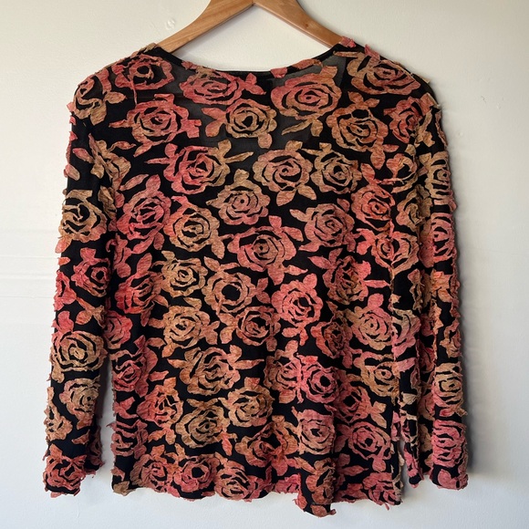 Nancy Wilder Wearable Art Floral Cardigan, L - Picture 4 of 6